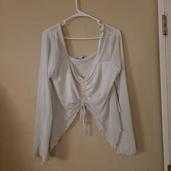 Forever 21 Tops - Forever 21 Size 2X White Mesh Cropped Blouse